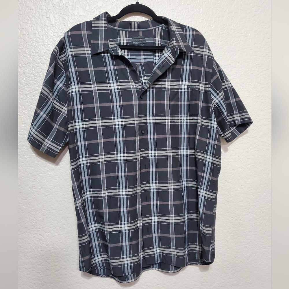 O'Neill Short Sleeve MultiColor Plaid Button Up Shirt Classic Fit Men's Size XXL